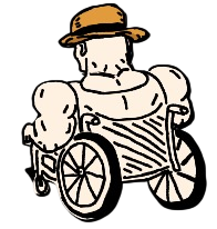 Mascote Cadeirante Maromba de costas — clique!
